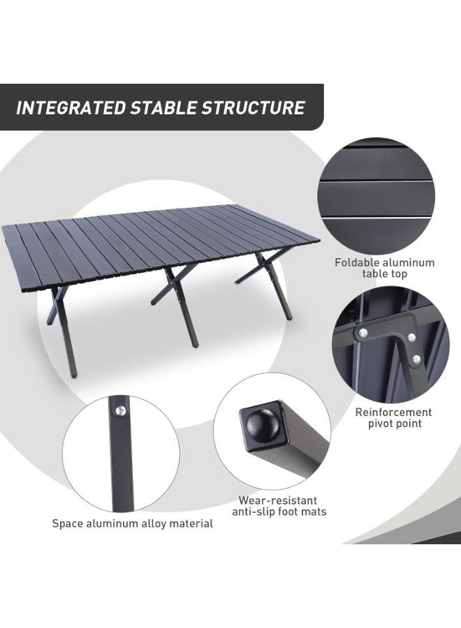 DubaiGallery طاولة نزهة قابلة للطي قوية 120×60×45 سم بسطح معدني، أرجل مستقرة، تصميم قابل للطي مدمج مع حقيبة حمل للتخييم والسفر - Image 5